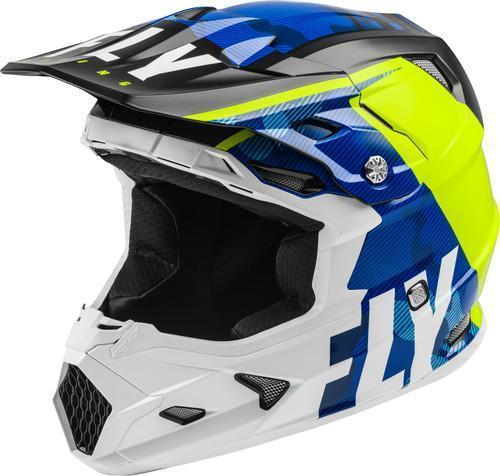 Шлем кроссовый FLY RACING TOXIN TRANSFER синий/Hi-Vis желтый/белый (2021)